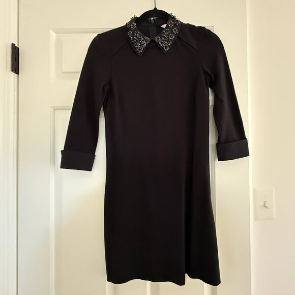 Ted Baker London Black Dress with Beaded Collar Detail - Picture 1 of 3